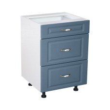 Corp inferior 60 cu 3 sertare metalice pentru greutate Zebra MDF Albastru